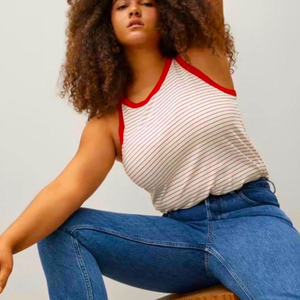 Everlane cutaway tank- red stripe